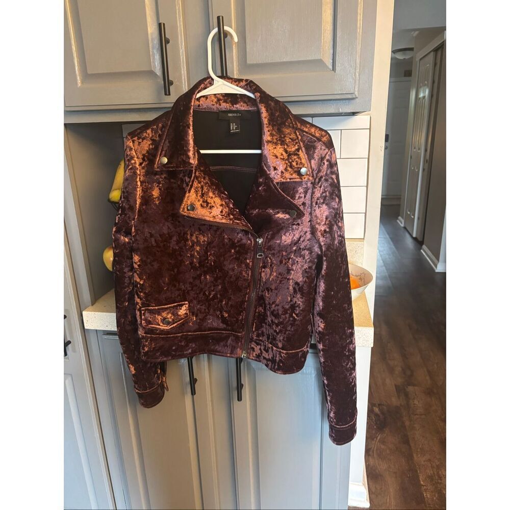 Forever 21 crushed velvet motorcycle jacket